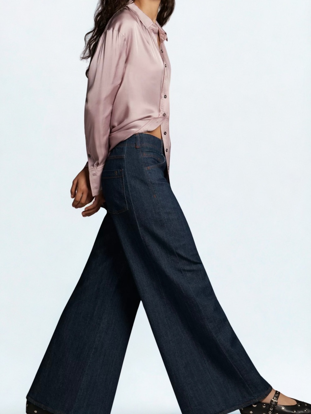 Pilcro “Adi” Dark Blue Wide Leg Jeans - Regenerative Cotton